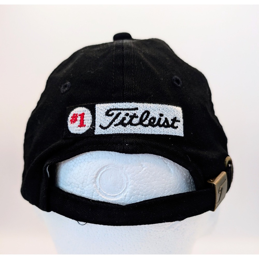 Titleist Pro V1 Golf Hat Black Orange 3D Logo Adjustable Strap Herringbone Cap - Picture 5 of 9